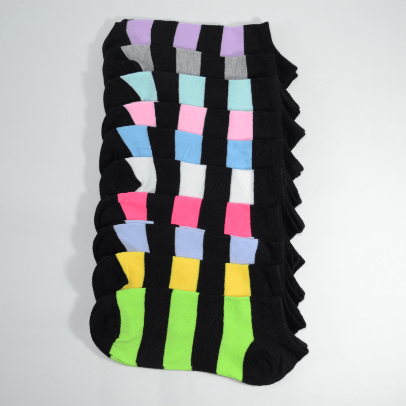 E-shop 10er-Pack gestreifte modische, bequeme, atmungsaktive vielseitige Herrensocken