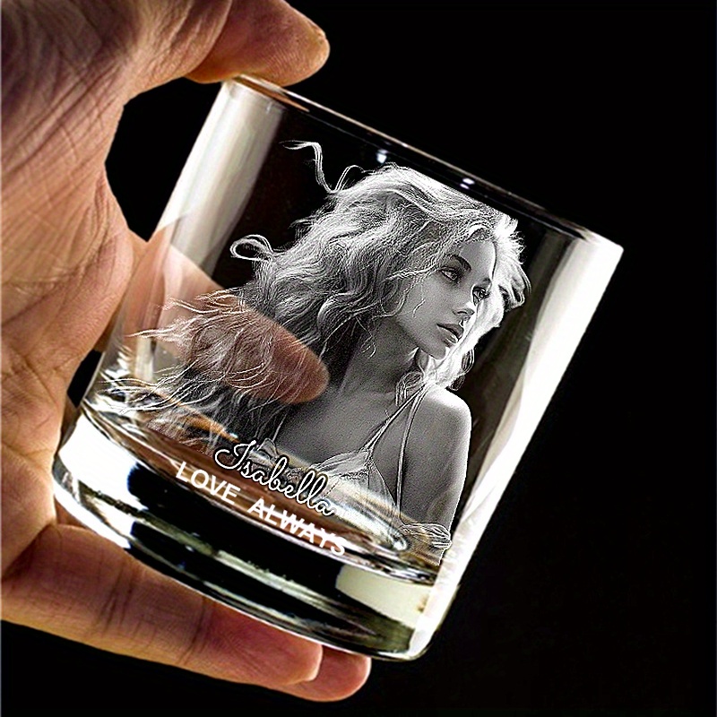 Laser Engraved Hand-Painted Whiskey Glass
