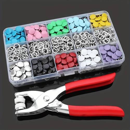 210 snap fastener tool kit manual crimping pliers durable stainless steel colored buttons diy crafts for sewing clothing hats bags suitable for beginners professionals