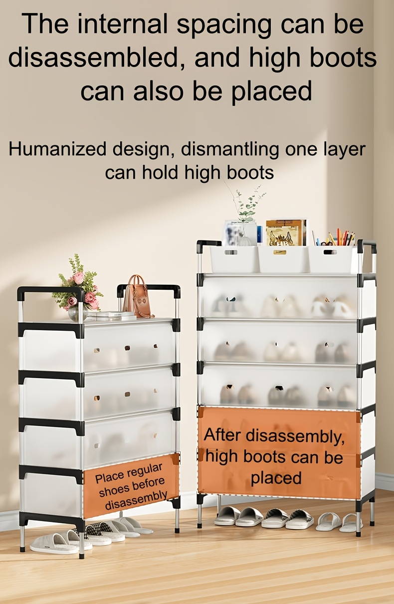 j32/ à chaussures 7 niveaux , étagère à chaussures étroite et durable sur pied, étagère à chaussures multifonctionnelle dentrée pour gagner de la place, utilisation simple pour salon, chambre, entrée, dressing, dortoir, entrée dappartement loué, , Détails du produit 3