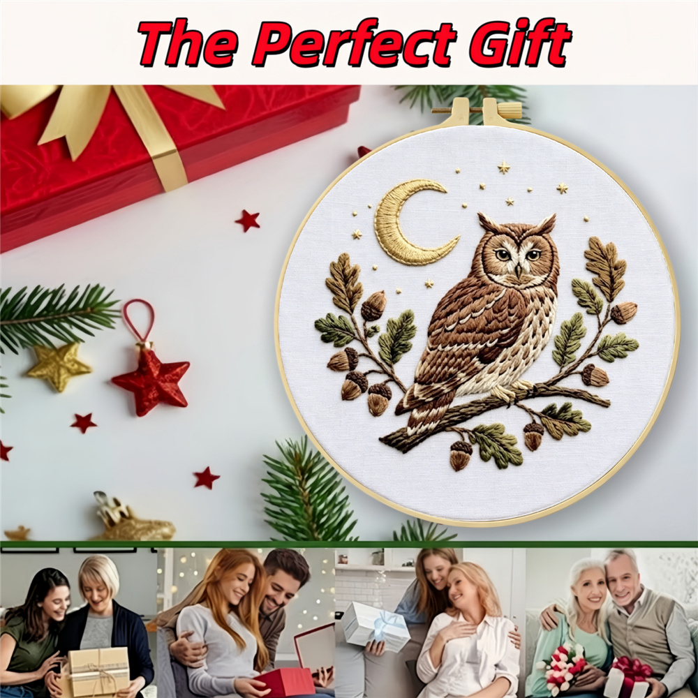 Owl Pattern Handmade DIY Embroidery Kit for Beginners