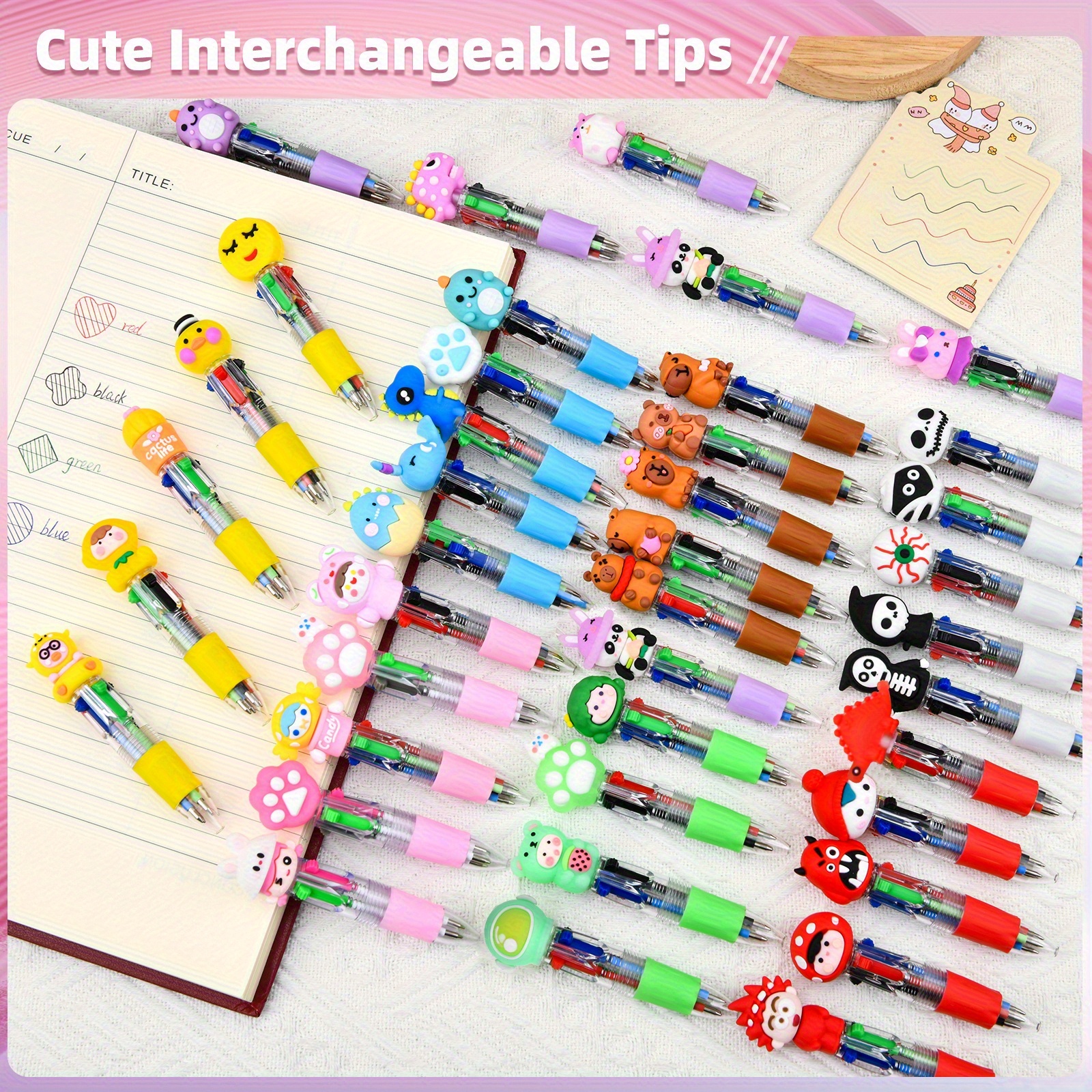 30pcs creative   color ballpoint pen set featuring adorable cartoon designs with retractable round tips   kids parties birthday gifts classroom prizes and school supplies Product details 6
