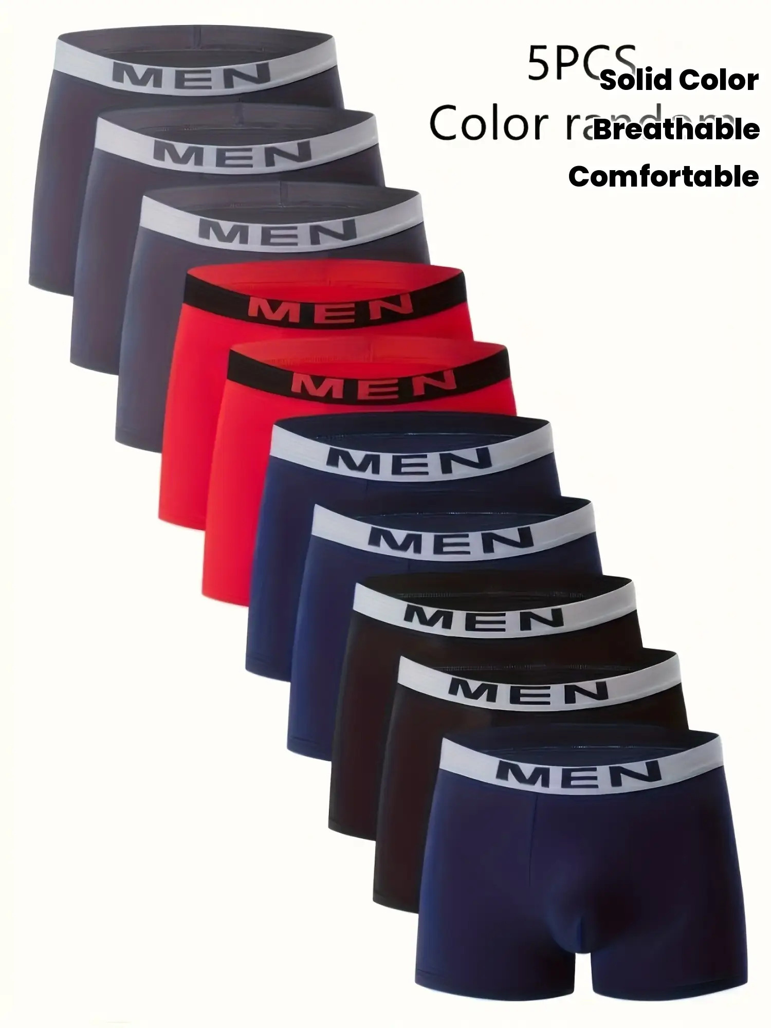 5-Pack Men'S Boxer Briefs - Stretchy Underwear Shorts, Soft Knit Fabric, Everyday & Gym Use - Multi-Color Pack (Navy/Red/Black/) - Breathable Quick-Dry Boxers for Casual & Formal Wear - Everyday Essentials, Boxer Shorts, Comfortable Undergarments, Modern Underwear, Durable Construction, Multipack Underwear, Active Lifestyle, Stylish Undergarments, Lightweight Material, Multipack Undergarments, Daily Essentials