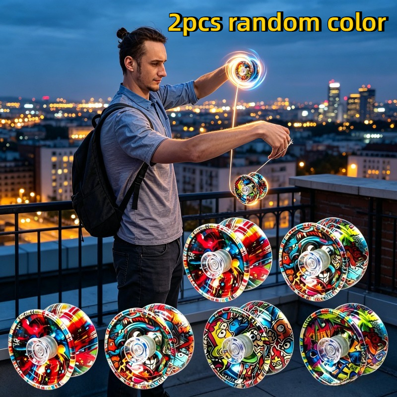 Image of 2pcs Yo Yo Ball Color Yo Yo Iron Automatic Return Technology Ball Suitable For Beginners, Boys,, Training Party Gifts, 2pcs Of Random Colors