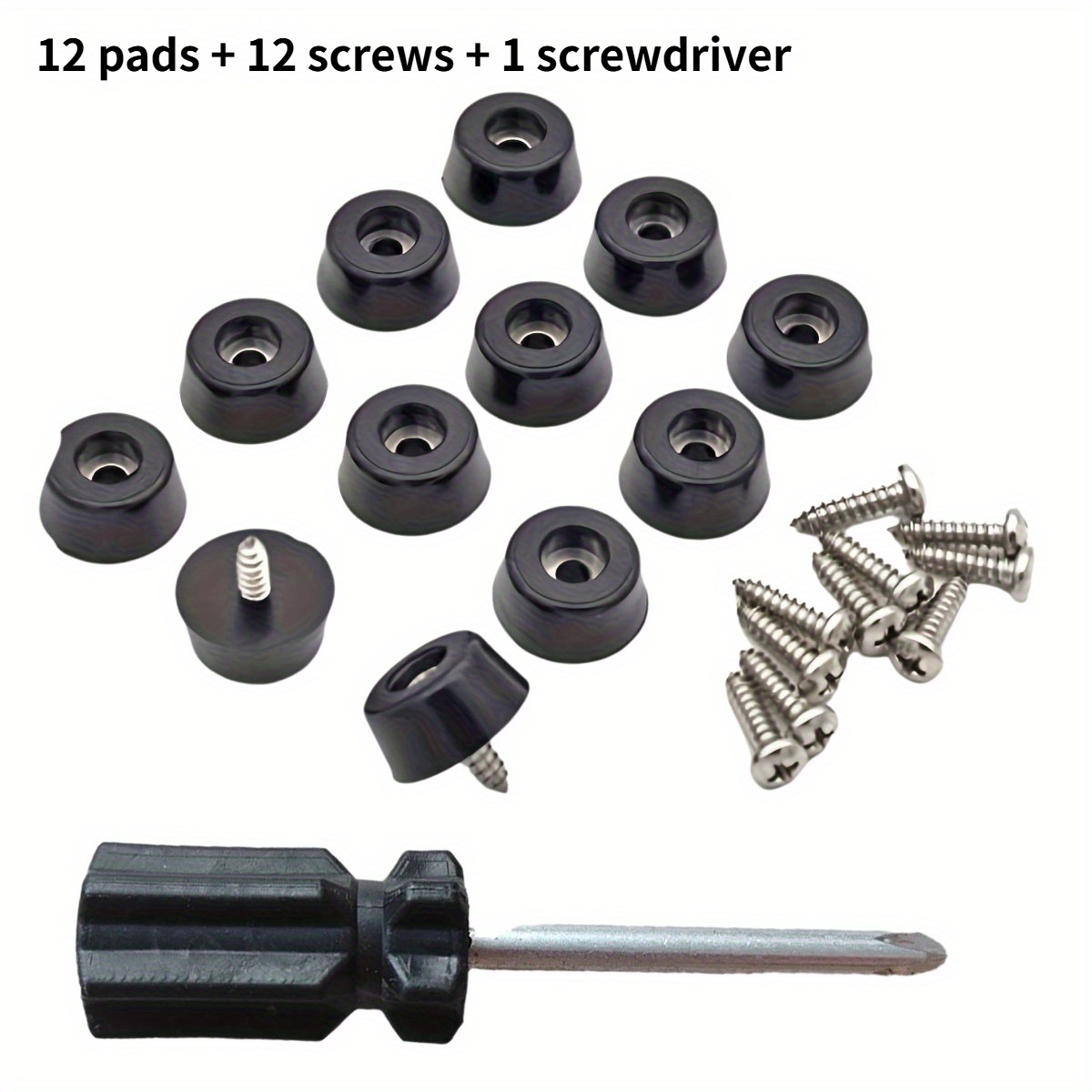 E-shop 12 schwarze Gummifuß mit Edelstahlschrauben und Schraubendrehern, rutschfeste Stöße für Schneidebretter und elektronische Produkte, keine