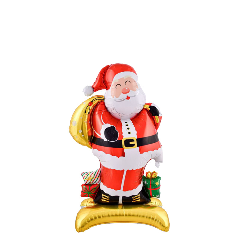 TEMU 1pc 62-inch Standing Santa Claus Balloon With And Golden Backpack, For Christmas Party Atmosphere Decoration, Window Display Decor,