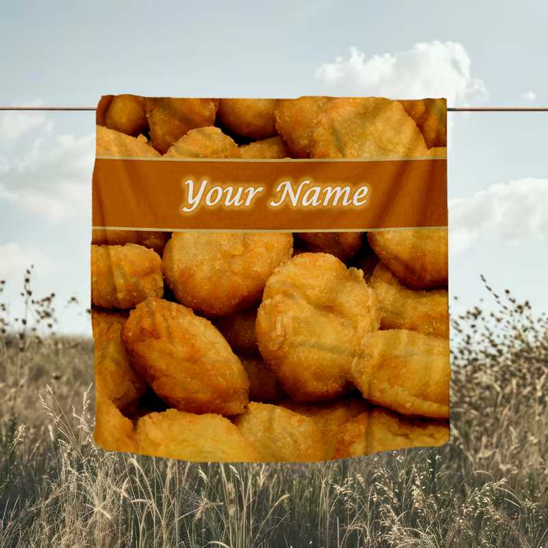 TEMU 1pc Personalized Name Golden Nuggets Snack Treat Outdoor Flannel Blankets With Throw Blanket For Soft Small Throw Gift Bedspread For Sofa, Bed,