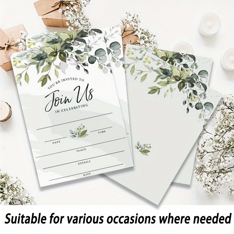 TEMU 20pcs, Invitation Cards, An Invitation Card With Floral Elements, Guest Thank You Cards, Invitation Cards, Suitable For Any Occasion Such As
