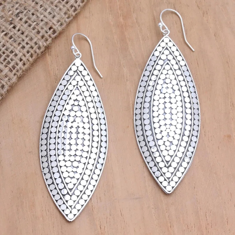 Vintage Polka Dot Willow Leaf Hanging Ear Hooks