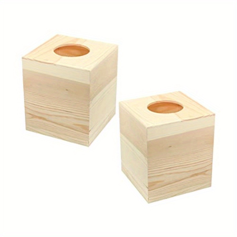 2 pack un ed wooden square tissue box covers 5 1x5 1x6 inch natural wood   for crafts diy projects bathroom home decor durable wooden tissue boxes for bathroom kitchen office craft supplies     craft enthusiasts Product details 1