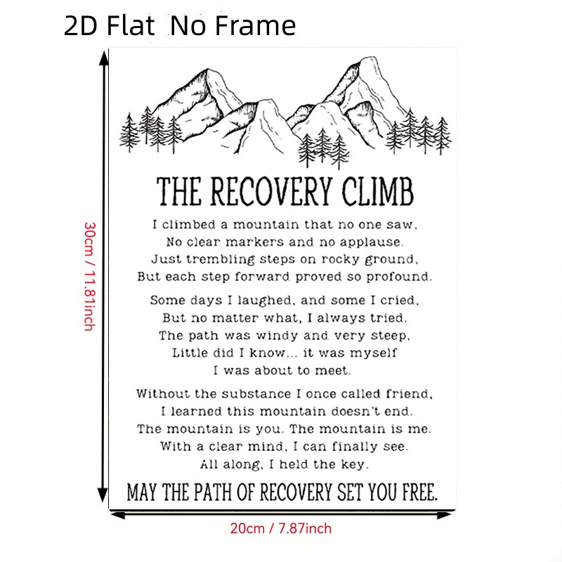 TEMU Affiche d'art mural de de rétablissement de l', moderne et minimaliste, plate 2D, plate 2D, plate 2D cadre "Recovery Climb" - Convient , elle,