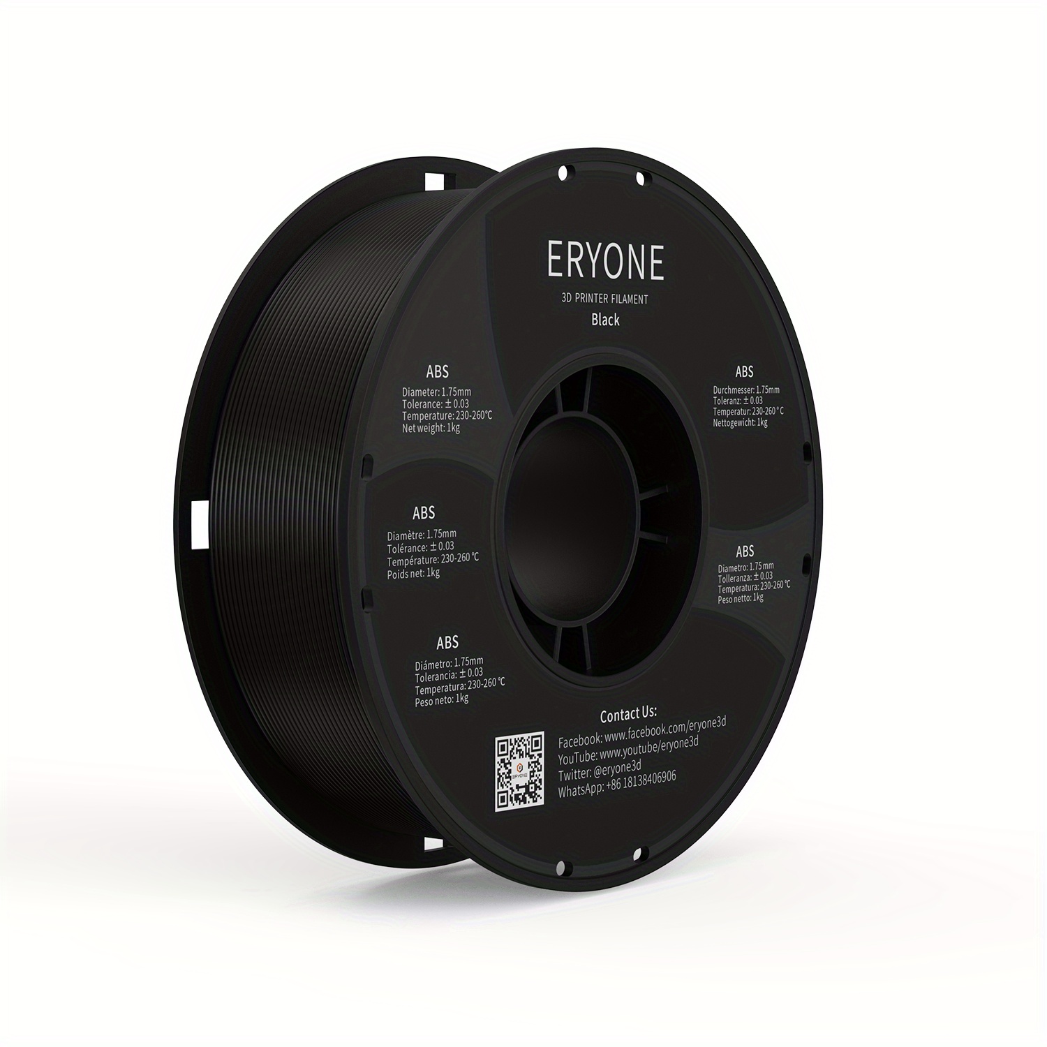 Eryone 1kg Abs 3d Printing Supplies Filament For 3d Printer, 1.75mm +/ -0.03mm, 1kg (2.2lbs)/ Spool