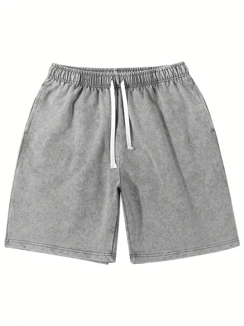 vintage washed cotton mens shorts drawstring design sense of loose pants summer casual all matching solid pants machine washable breathable with side men and women can wear pants high quality heavy overalls