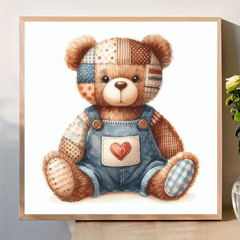 TEMU A New Item - Bohemian Style Heart Bear Embroidery Cross- Kit With 11ct Canvas Featuring Printed Patterns And Threads, Suitable For Adult