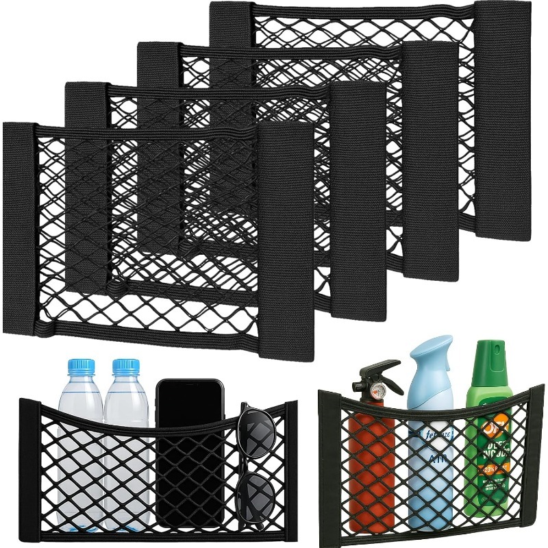 TEMU Net Bag Set, Including A Sturdy And Elastic Mesh Luggage Bag And Vehicle Storage Net Bag, With Dimensions Of 30Ã25 Centimeters. Suitable For The