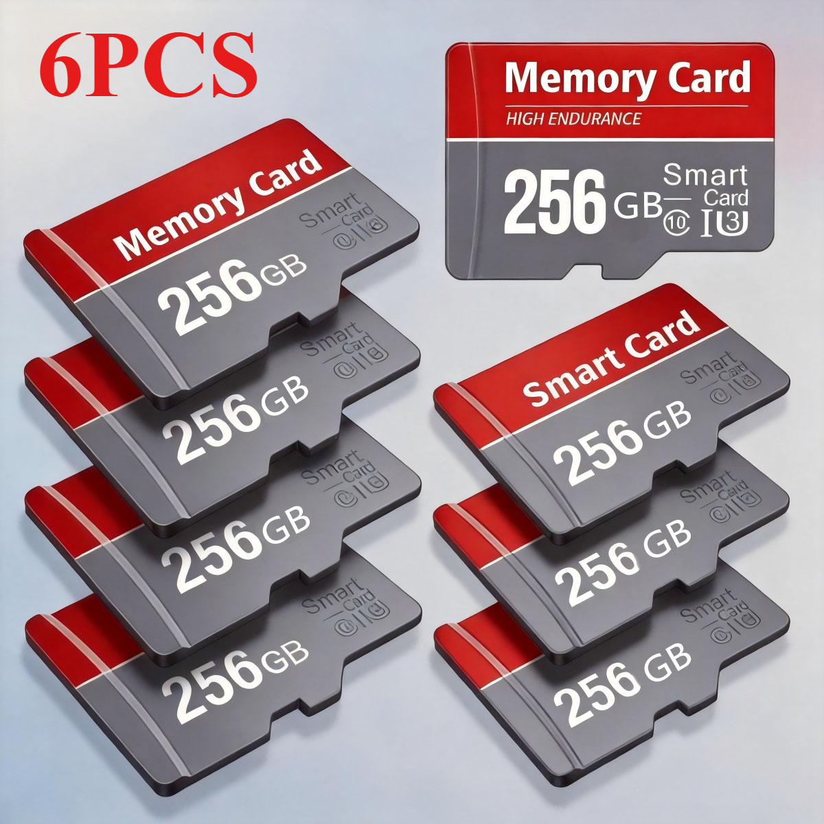 TEMU 6pcs 256gb Mini Storage Cards (including Interface Card), Class 10 U3 Level, Supporting High-definition 1080p Video Loop Recording, Suitable For