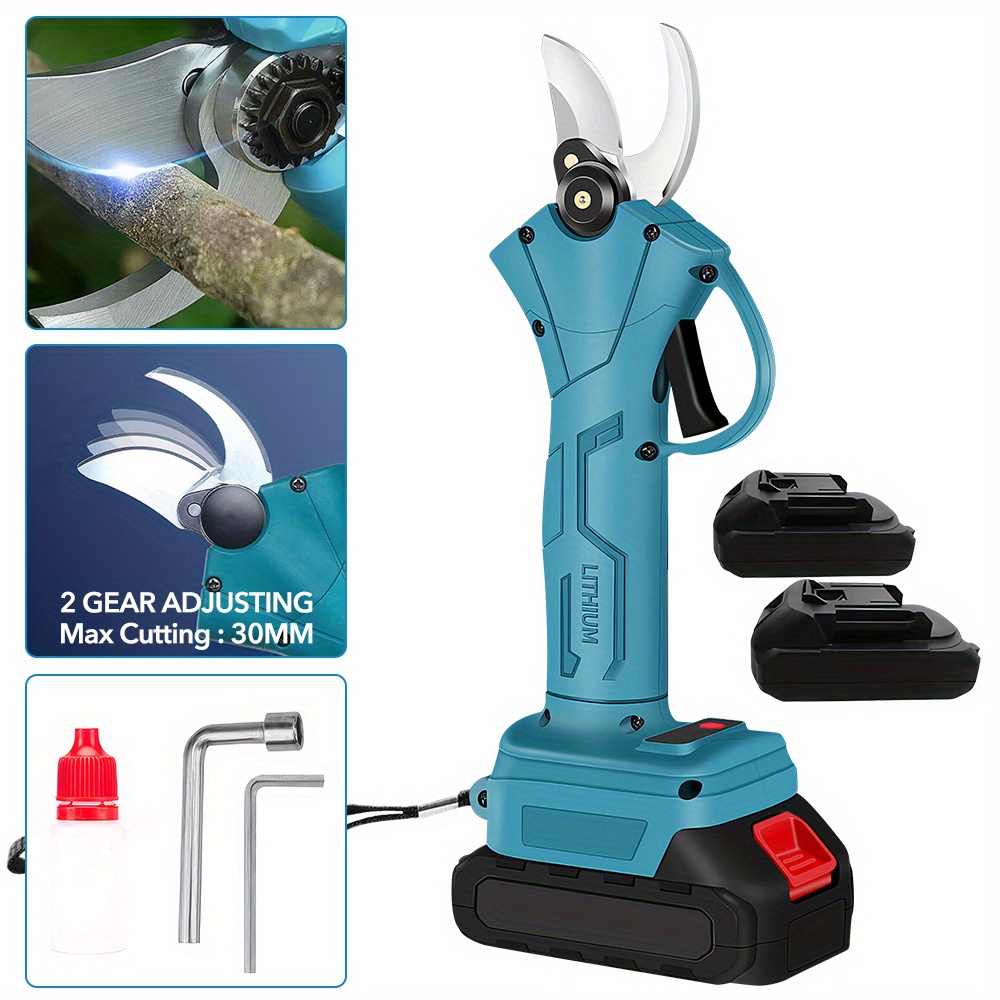 TEMU Portable Electric Pruning Shears - 30mm Cutting Diameter Cordless Brushless With 18v Battery Pruning Shears Used Pruning Trees (1/2 Battery