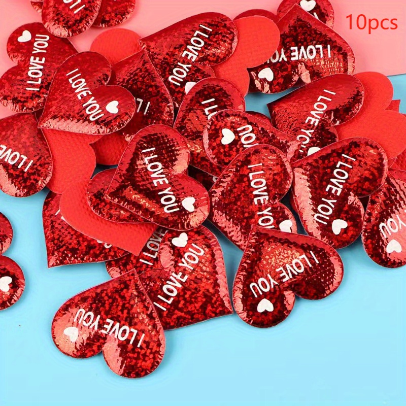 

Valentine's Day Confetti - 10/20pcs Red Heart Shaped Sequin Paper, Polyester For Diy Crafts, Table & Bed Decor, Wedding & Party Supplies, Suitable For Adults