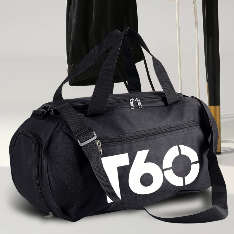 A Single T60 Printed Lightweight Crossbody Bag Featuring a Zipper, This Spacious Gym Bag Made of Oxford Cloth Is Versatile And Portable. Ideal for Sports, Travel, And Yoga, It Comes in Blue And Is Designed As a Ladies' Crossbody Bag
