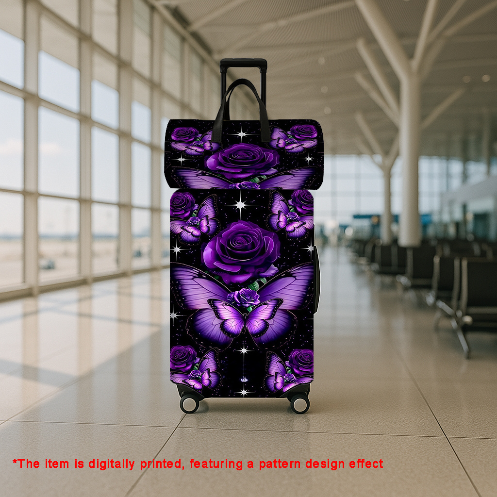 purple luggage sold on Temu United States