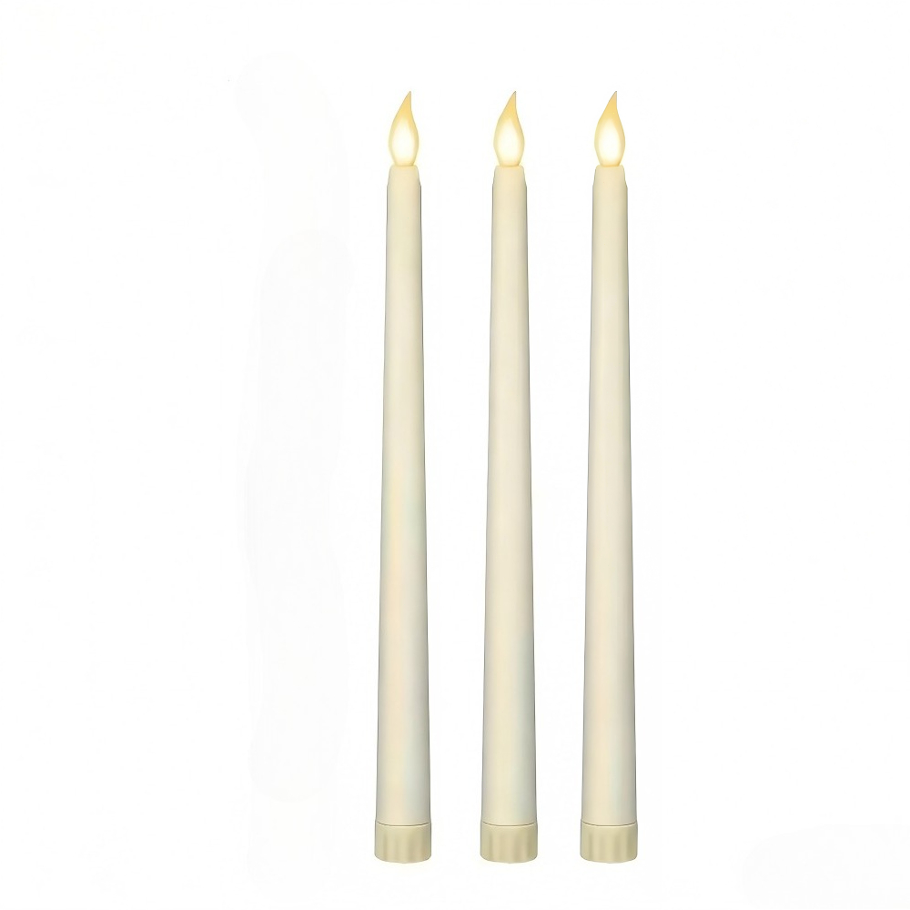 TEMU Lot de 3 bougies effilées LED, lumières de bougie flamme réalistes à , idéales pour Halloween, la Saint-Valentin, Noël, les anniversaires,