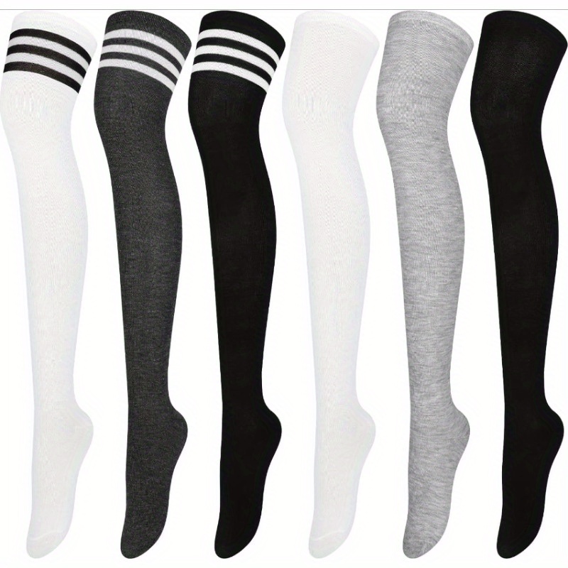 TEMU 6 Pairs Of Over-the-knee Thigh High Socks For Women, Warm Boot Socks And Leg Warmers For Everyday Use And Cosplay