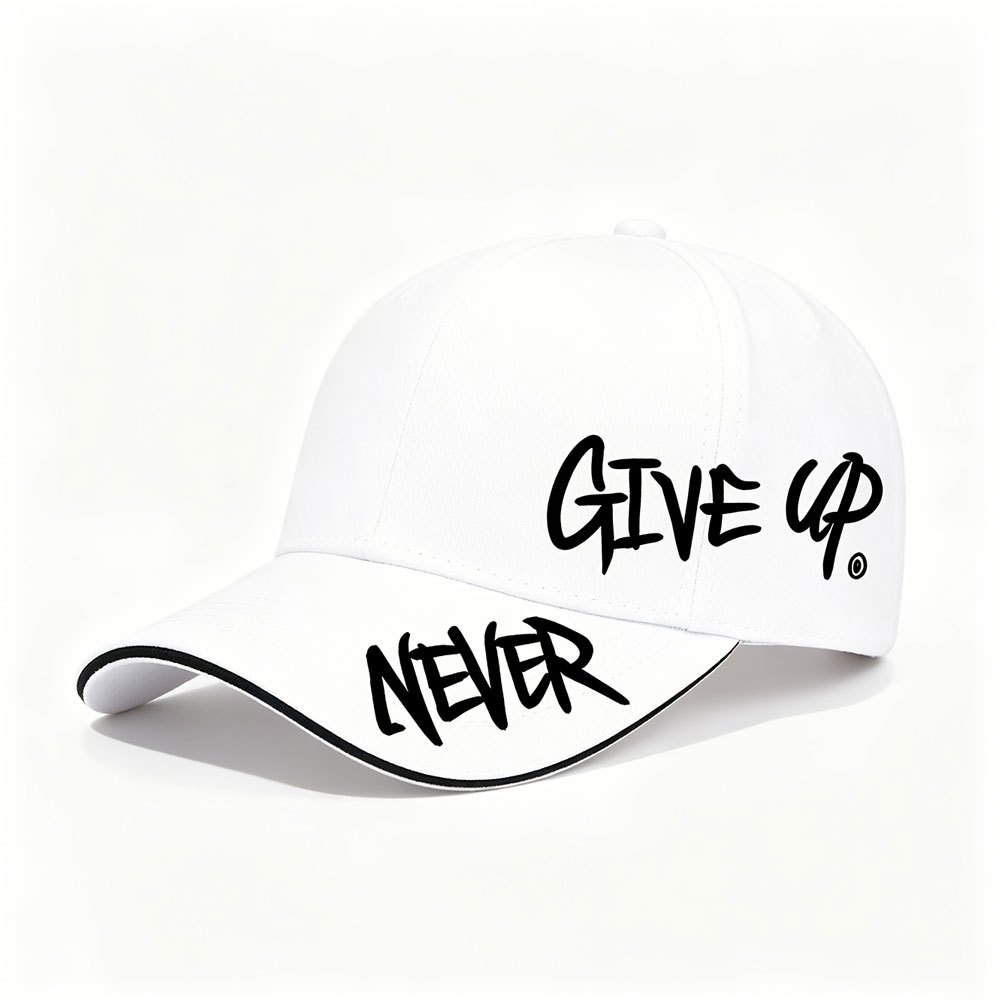 TEMU Unisex "never Give Up" Printed Adjustable Baseball Cap - High-quality Lightweight Dad Hat With Inspirational Slogan, Unisex Trucker Cap Suitable