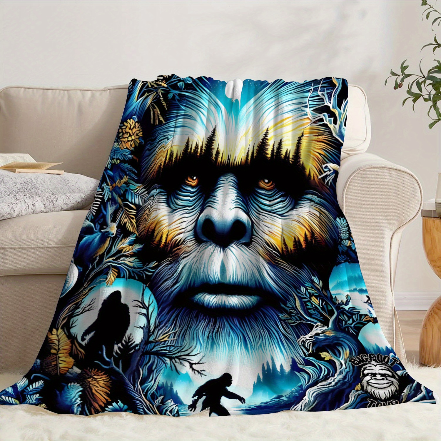 TEMU 1pc Vibrant Cartoon Flannel Throw Blanket &ndash; Soft, Warm, And Cozy Polyester Knit With Jungle Design For Sofa, Bed, Or Office &ndash; Perfect Gift For , All , Cute Throw