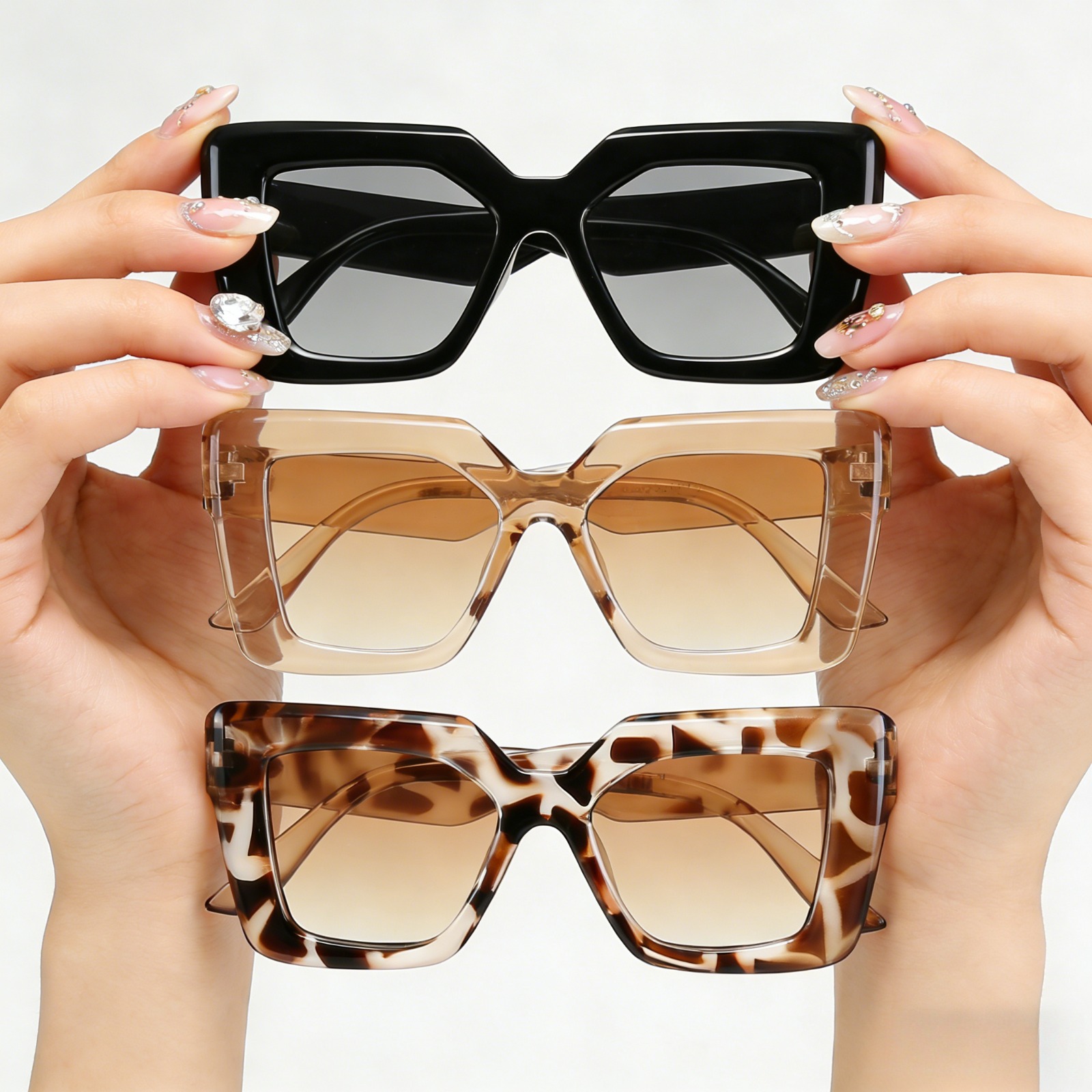 TEMU 3pcs Of Vintage Oversized Cat-eye Decorative Glasses In A Style For The Workplace, Fashion Decorative Eyewear For Holiday