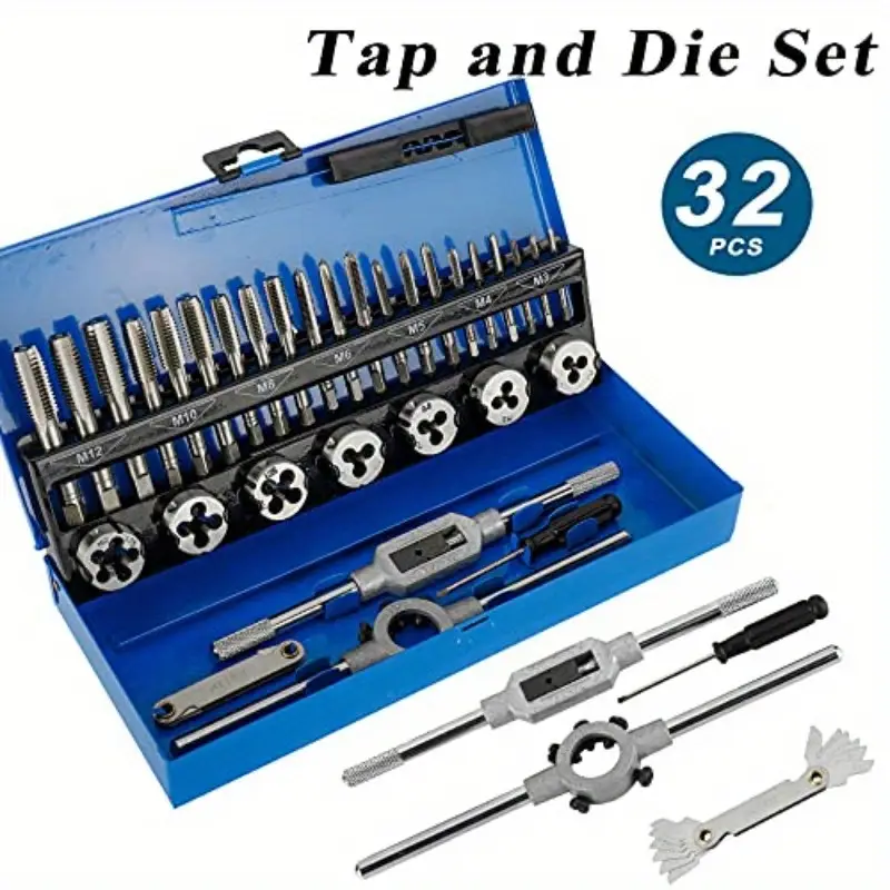 tap and die set 32pcs metric hardened steel tool set essential threading and rethreading tool with storage case details 3