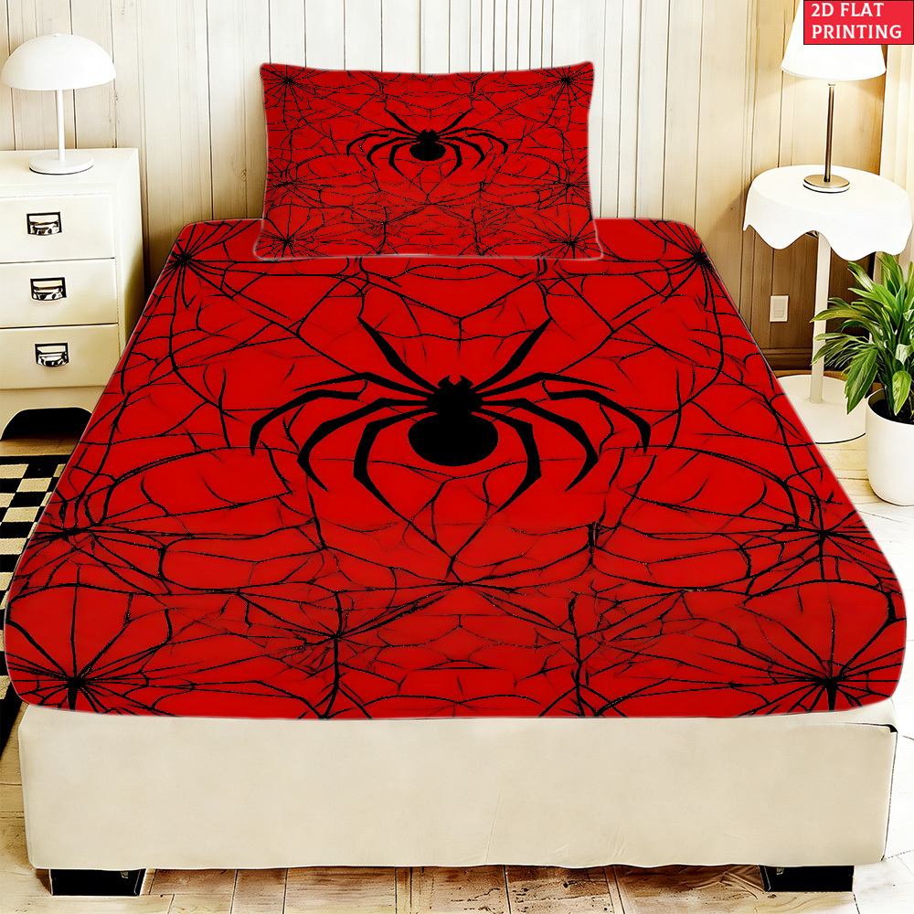 TEMU Juego de sábanas de 2/3 piezas para decoración de dormitorio - Ropa de cama temática de con sábana bajera y fundas de almohada medianas, colcha