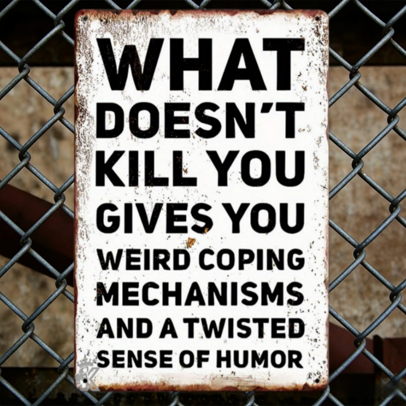 TEMU 2d Flat, 2d Flat Design Vintage Wall Decor, " Can Stop You From Quirky Coping Mechanisms And Sense Of Humor" Slogan, Distressed Style Surface,