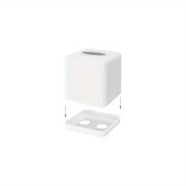 1pc modern white square plastic tissue box cover with base bpa free decorative cube tissue holder with vertical base for bathroom room bedroom saving tissue dispenser 5 5x5 5x6 0 inches bedroom decor durable construction home organizers interior Product details 3