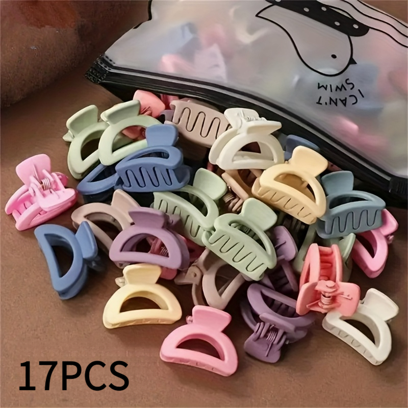 TEMU Ensemble de mini épingles à cheveux mattes multicolores d' 17 pièces - Clips de frange mignons et petites pinces à griffes pour créer des