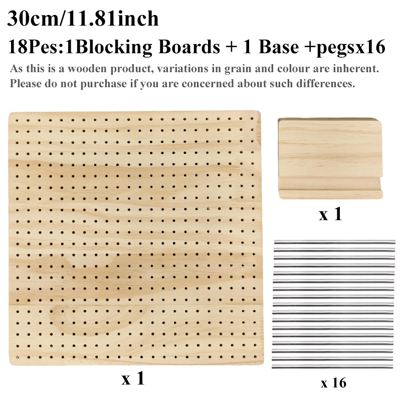 E-shop Großes Häkelblockbrett-Set aus Holz mit 16 Stahlnadeln, Häkelstichblock für Häkelbacken, Bambus-Karoblockbrett – Gewebter