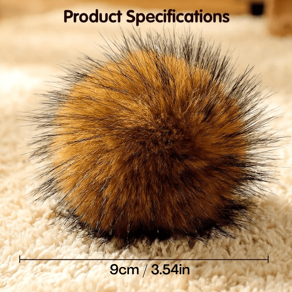 TEMU Lot de 2 pièces (2 pièces adaptées aux races) Jouets pour chat en boule de fausse fourrure de lapin douce et duveteuse - Queue de lapin lavable