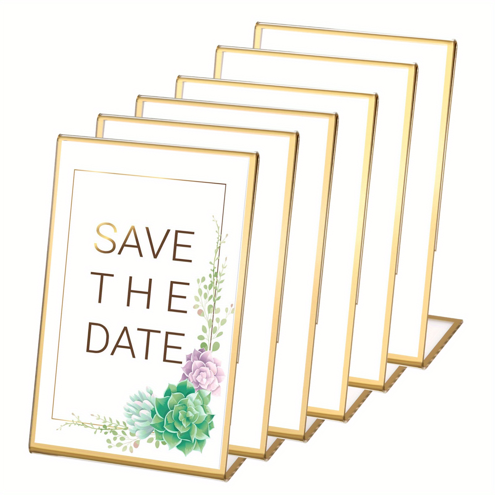 item picture 6 pack a6 acrylic sign holder with   and vertical stand   displaying wedding table numbers double sided pictures clear photos menu holders