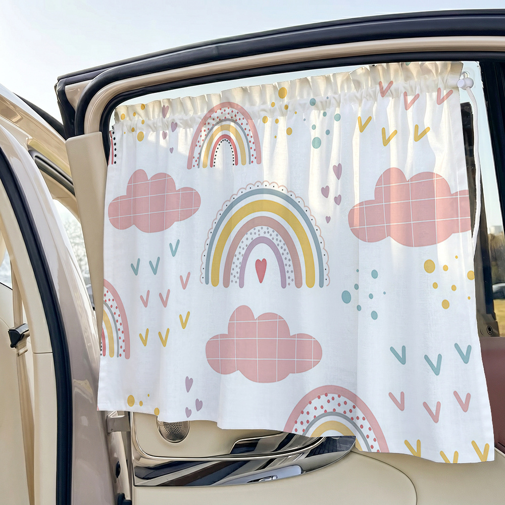 TEMU Pare-soleil de voiture 1 pièce, pare-soleil de voiture réglable à imprimé nuage coloré moderne européen, rideau latéral de fenêtre intérieure de