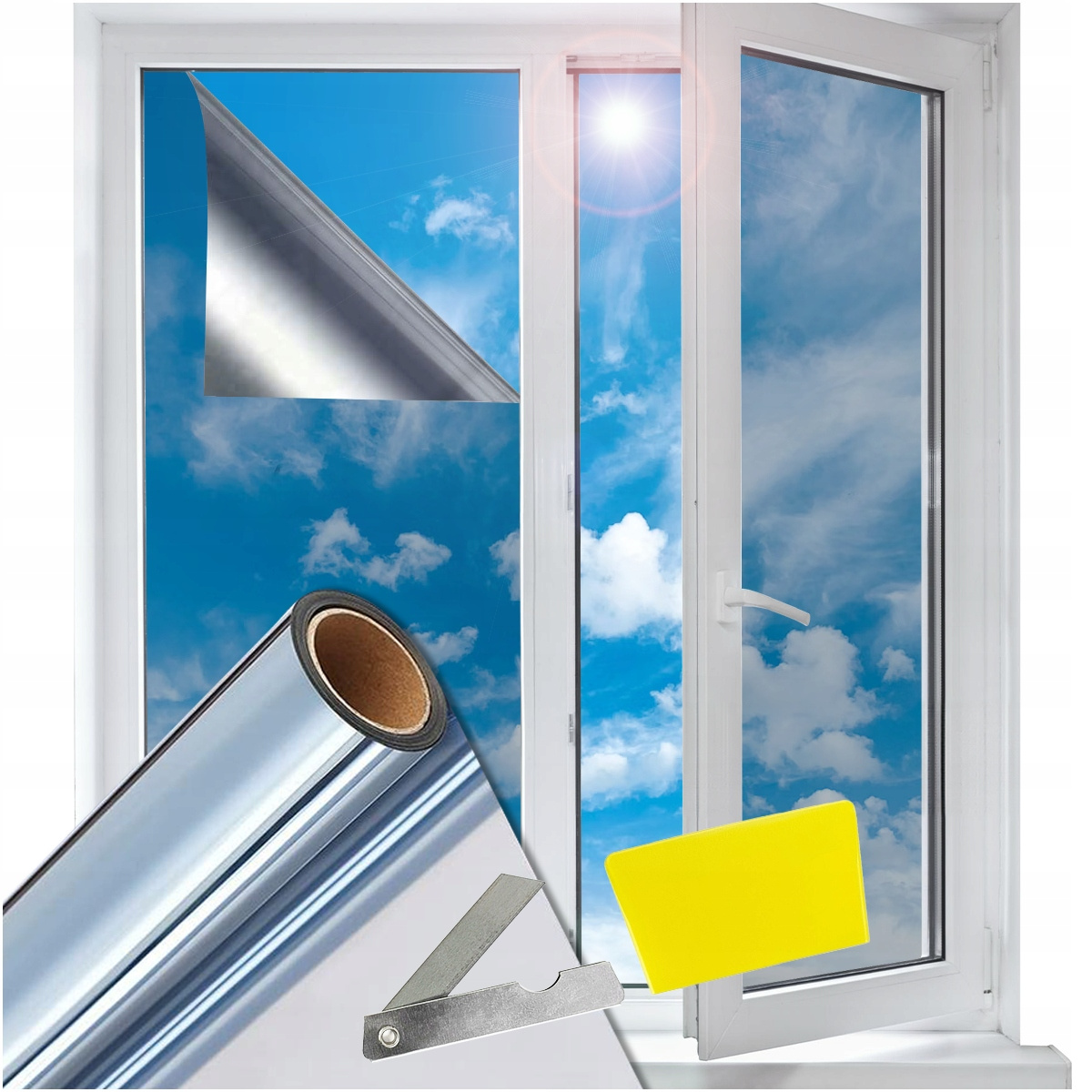 TEMU Película térmica de aislamiento para protección solar de ventanas, kit de instalación 300 X 75 cm (118Inx29In), color plateado, autoadhesiva,