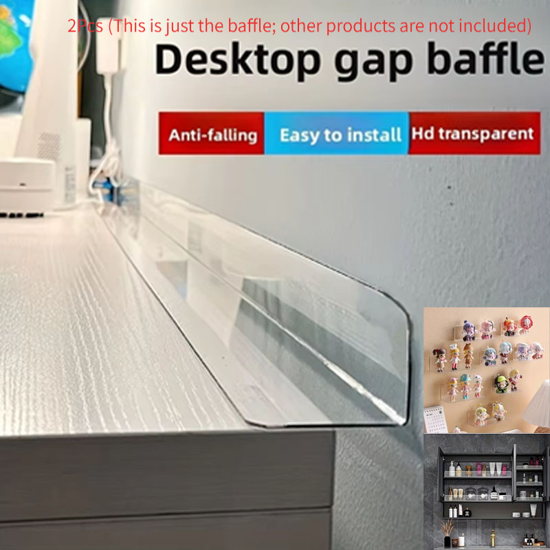 TEMU 2pcs Baffle Transparent Découpable Anti-Chute, Séparateur d'Étagère Auto-Adhésif pour Bureau, Placard et Organisation de Salle de Bain,