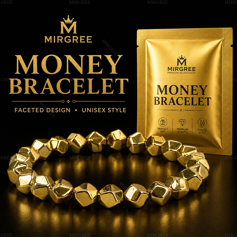 TEMU Mirgree Money Bracelet Unisex Goldene Beaded Bracelet, Shiny , Stretch Fashion Jewelry For Men And Women