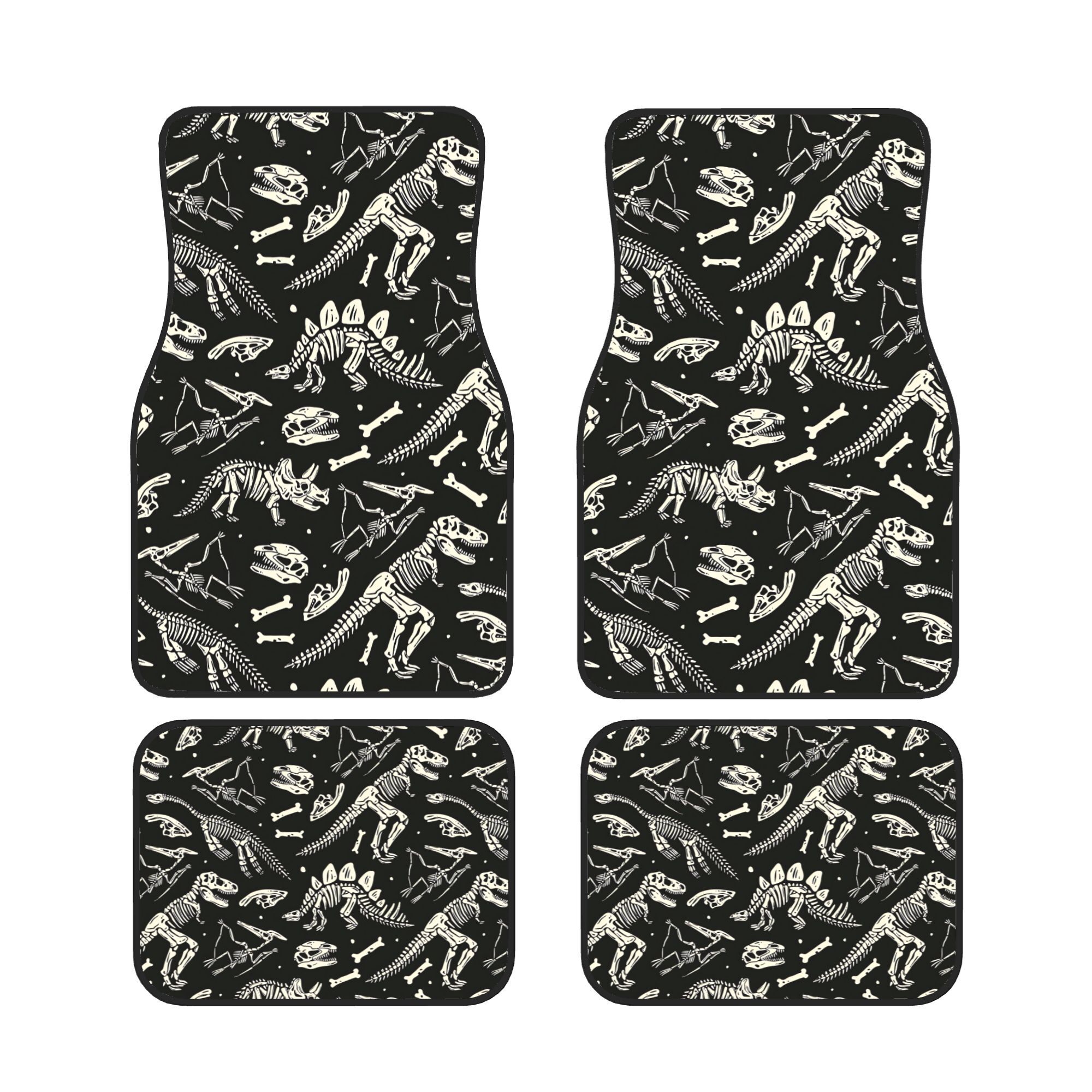 TEMU Set Of 4 Car Floor Mats Featuring An Adorable Cartoon Dinosaur Design, Compact Cars, Sedans, And Suvs, Enhances A Interior Appearance