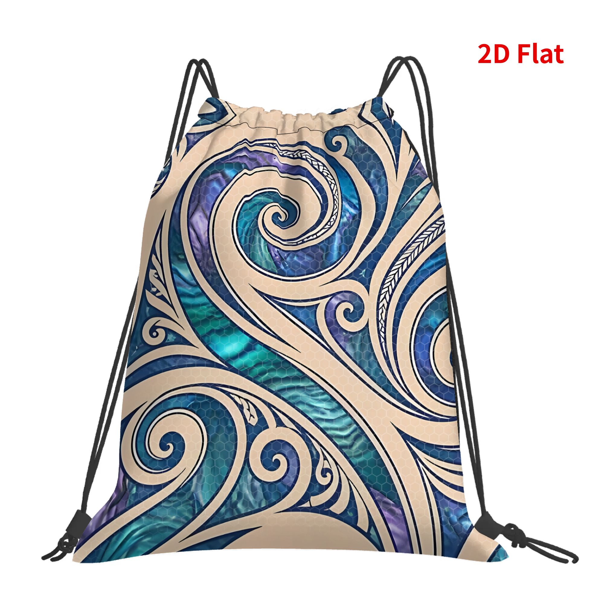 TEMU New Zealand Maori Pattern Design Drawstring Bags 2d Print Design Ideal For Outdoor Sports