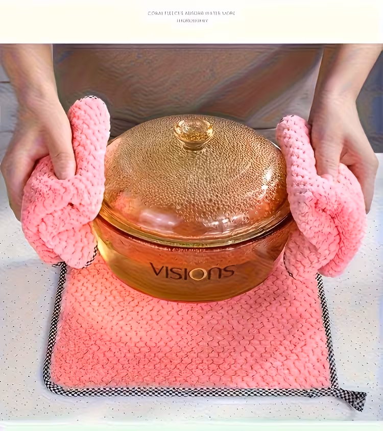 1pc of kitchen towel mixed color absorbent cloth suitable for household cleaning coral fleece wiping pad for countertops or tableware Product details 5