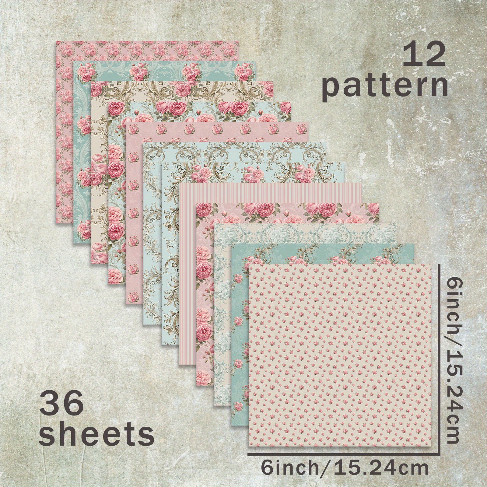 TEMU 36 Sheets Of 6-inch (european Style Floral Background) Scrapbooking Paper, Suitable For Bullet Journals, Junk Journals, Greeting Card