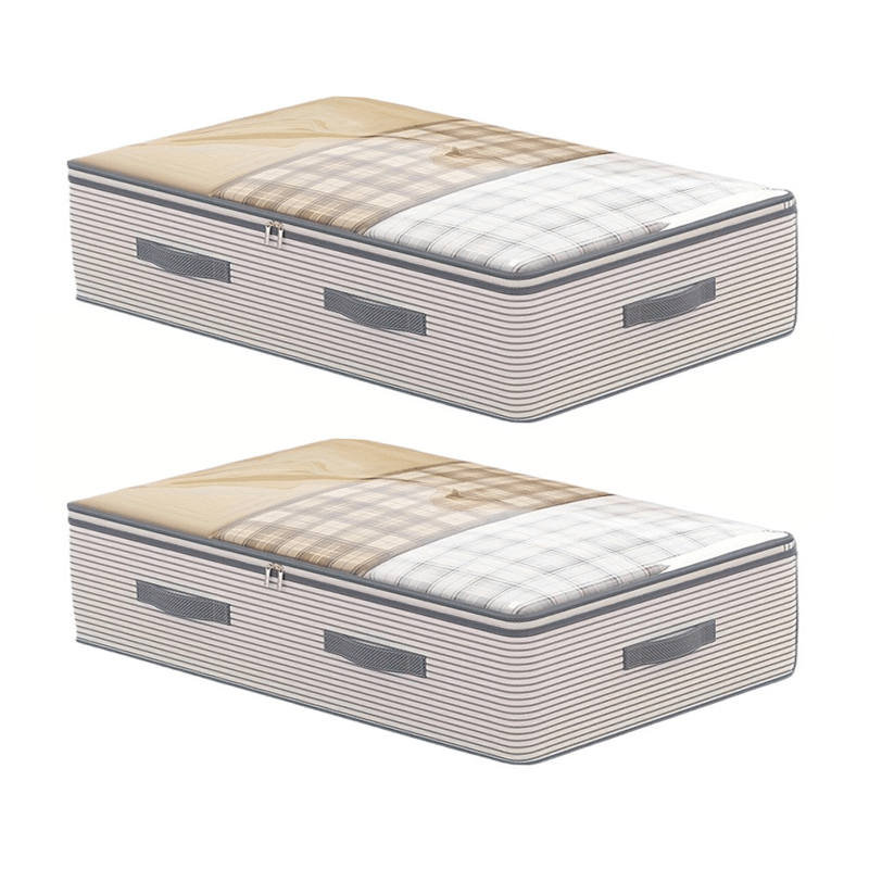 TEMU 2 pezzi 100 cm/80 cm Sacche organizer multifunzionali da riporre sotto il letto, scatola portaoggetti resistente a righe in tessuto non tessuto