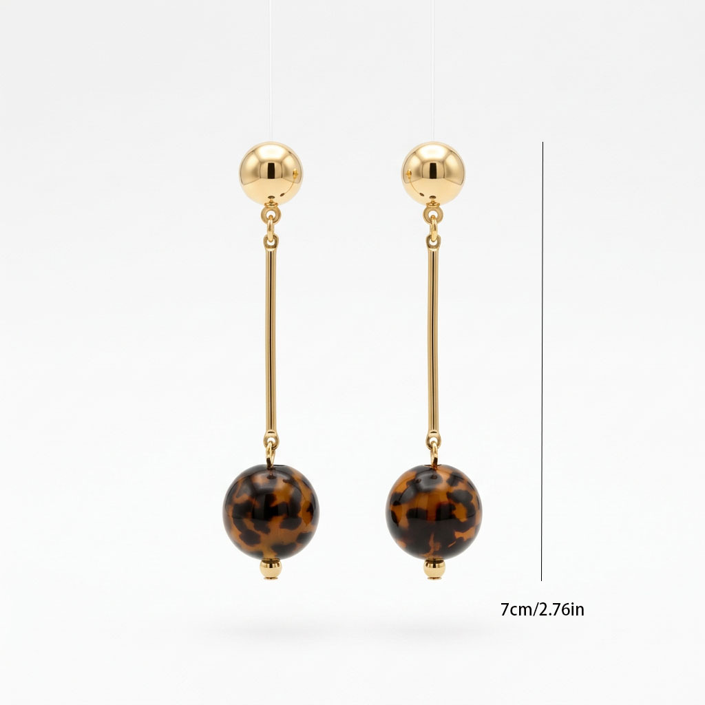 Women's Retro Geometric Leopard Print Drop Earrings, Stylish