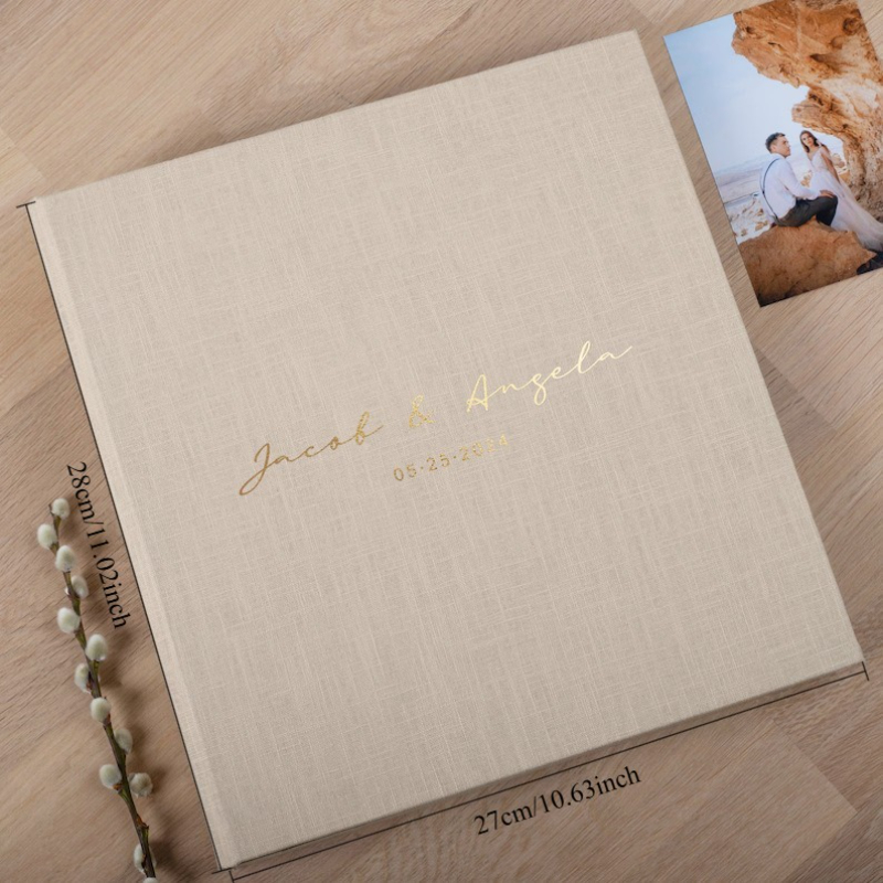 Image of A Customizable High-quality Linen Photo Album, Personalized Text Customization, Perfect For Travel Journals, Wedding Photos, Family Photo Storage, And Holiday Souvenirs. Ideal For Gifting