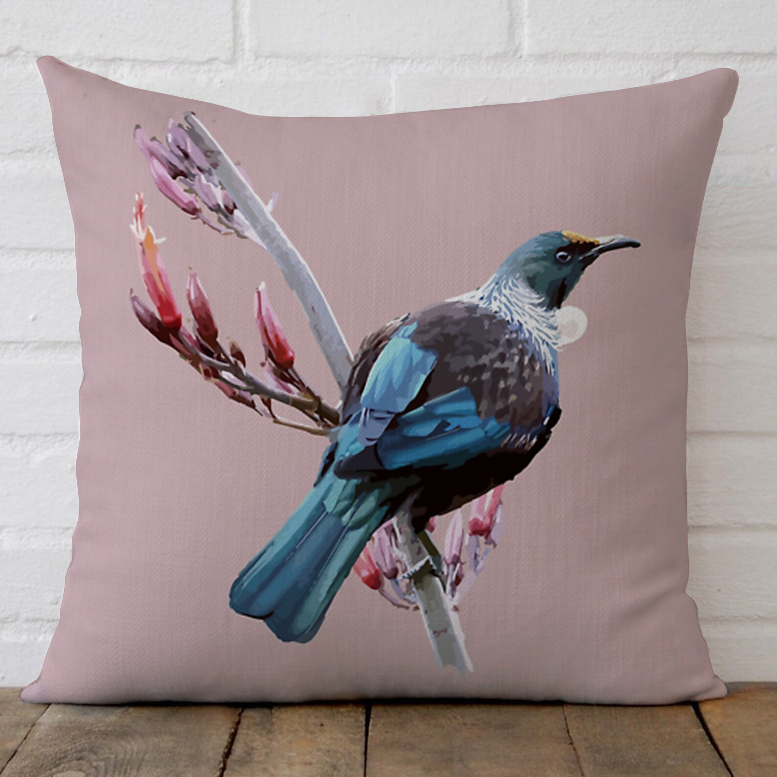 TEMU 1pc New Zealand Tui Bird Cushion Cover - Double-sided Retro Tui Bird Print Pillowcase, 18x18 Inch Zipper Closure Suitable For Sofa Bed Decor,