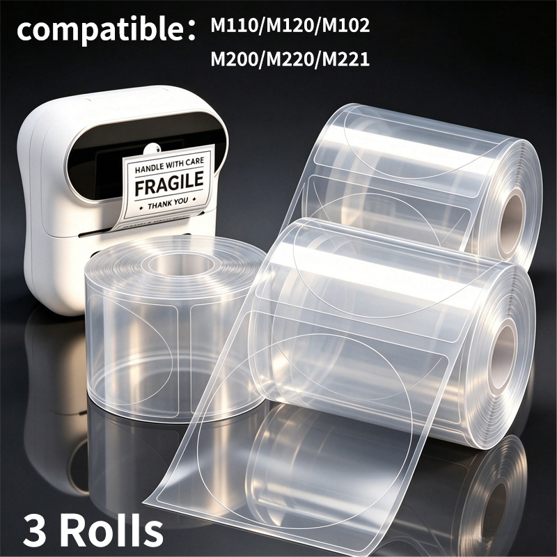 TEMU 1 Or 3 Rolls Of Circular Labels, Heat-sensitive Self-adhesive Labels, 50x50 Mm (4.98x4.98 Inches), 150 Labels Per Roll, Compatible With M110, ,